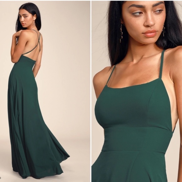 LULU's Bridesmaid Prom Wedding Flowy Romantic Flowy Sexy Chiffon Maxi Dress - Picture 5 of 6